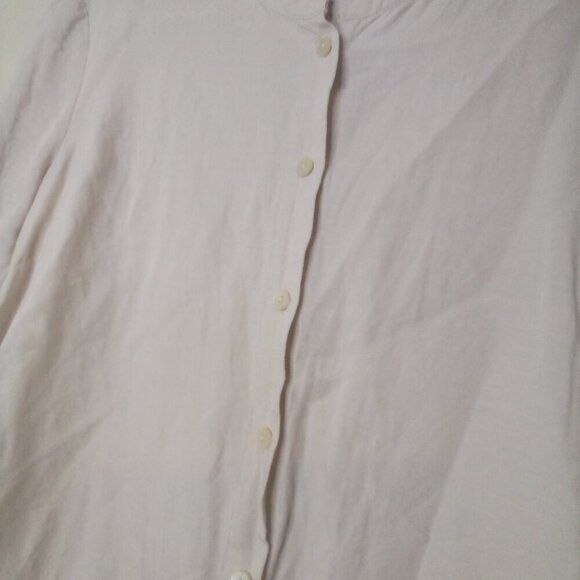 The Limited Blouse Shirt L Button Up 3/4 Sleeve Bat Wing Hem Linen Blend Tan - Picture 8 of 15